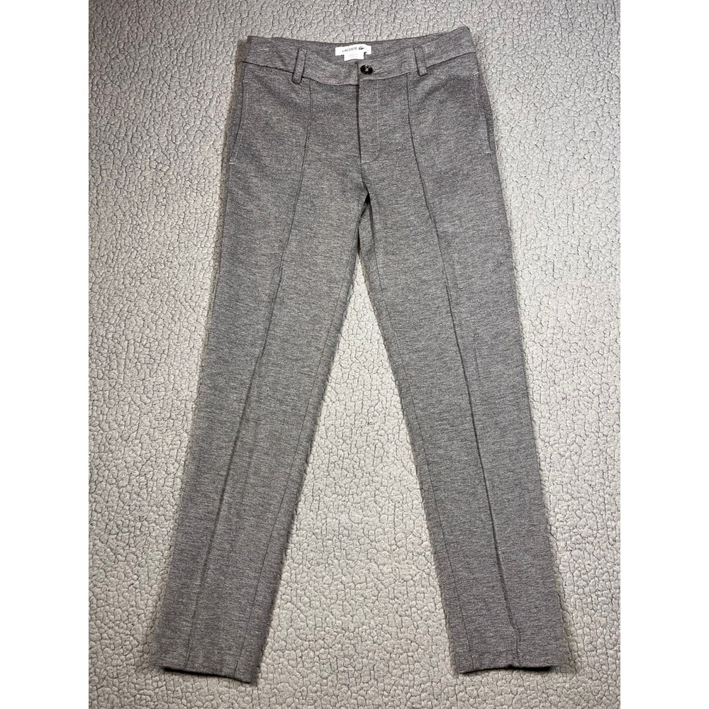 Lacoste Grey Knit Trousers Slim Fit Permanent Crease Pants Size 32 F7984